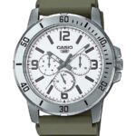 Casio MTP-VD300-3B Ανδρικό Ρολόι – Πράσινο Λουράκι Ρητίνης / Ατσάλινη Κάσα 45 mm